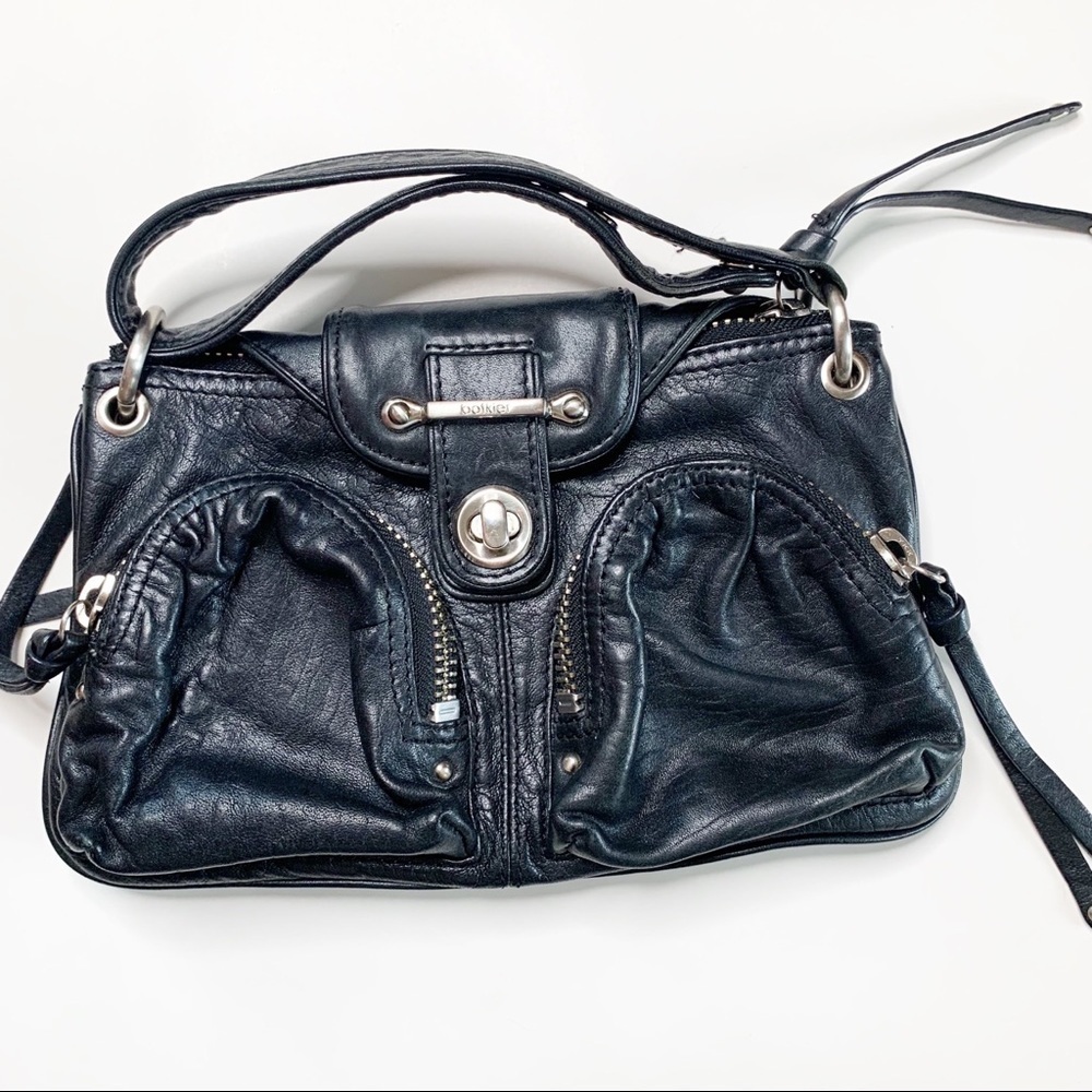 Botkier Black Leather Shoulder Bag with Front Pockets - Picture 5 of 8